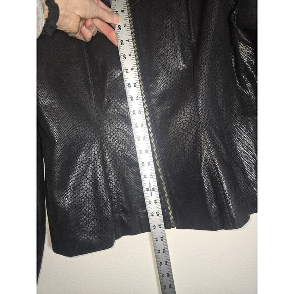 Vintage Y2K Guess Genuine Leather Jacket Reptile Embossed Zip Front Moto Large - Picture 5 of 16